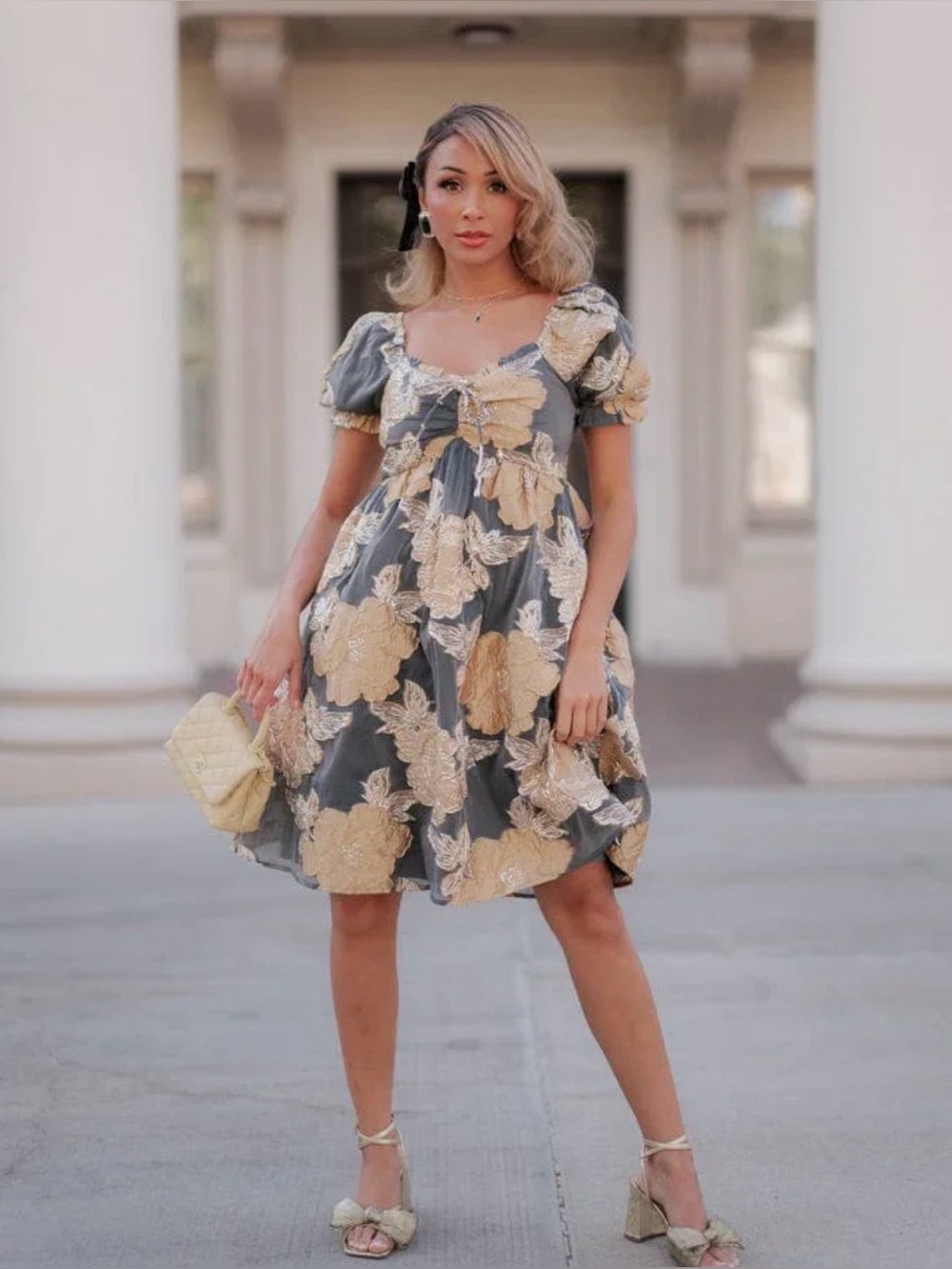 JessaKae Beaumont Grey Gold Dress mini babydoll 3x